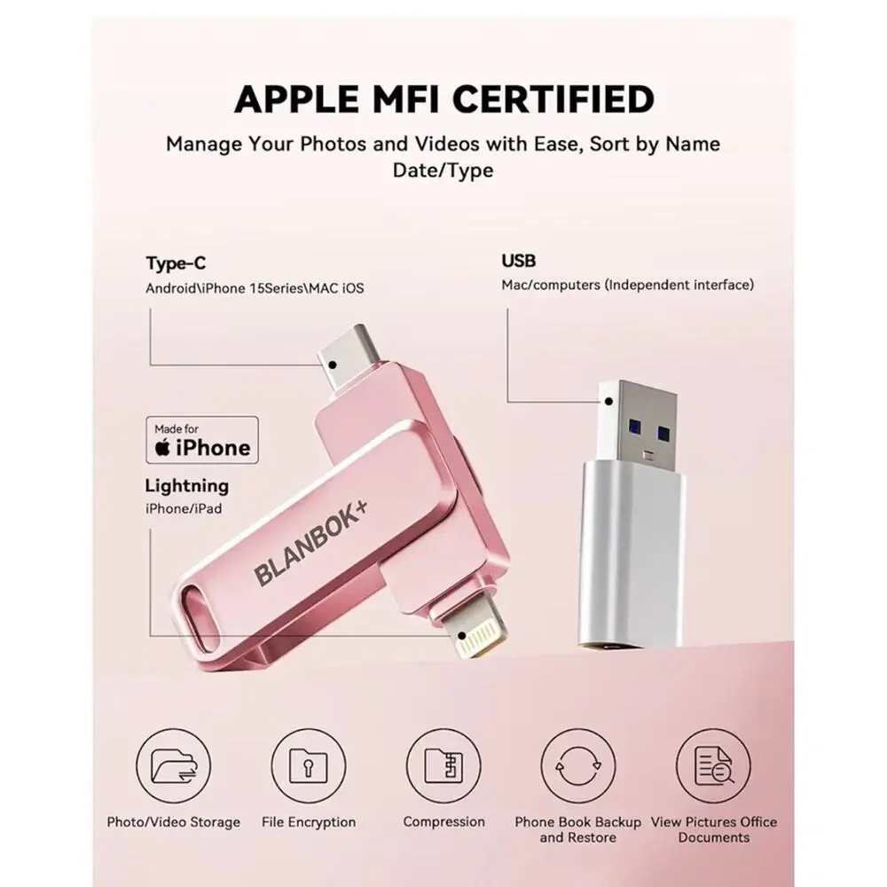 Blanbok+ Pink USB-C and Lightning Adapter (A245)